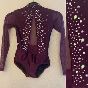 Patrick J solo dance costume purple custom rhinestone embellished leotard LC MC